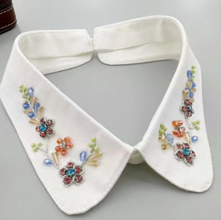 Воротник с цветами из бисера и бусин, белый, оранжевый, зеленый, синий, шт. Воротники