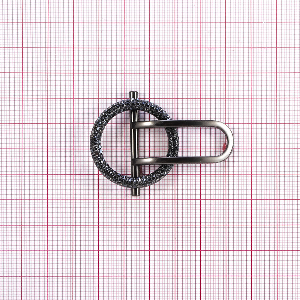 Перетяжка металл и камни Круг, 3,5см, матовый никель блек, черный, шт. Перетяжка металл со стразами