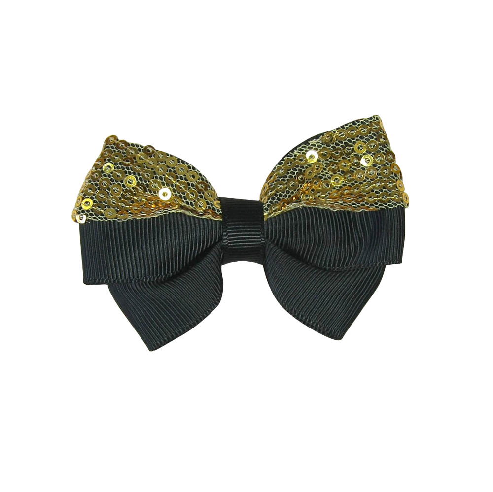 Аппликация декор обувная SAF0124 5*7см черный бантик, золот. пайетки, шт. Аппликации Пришивные Цветы Банты