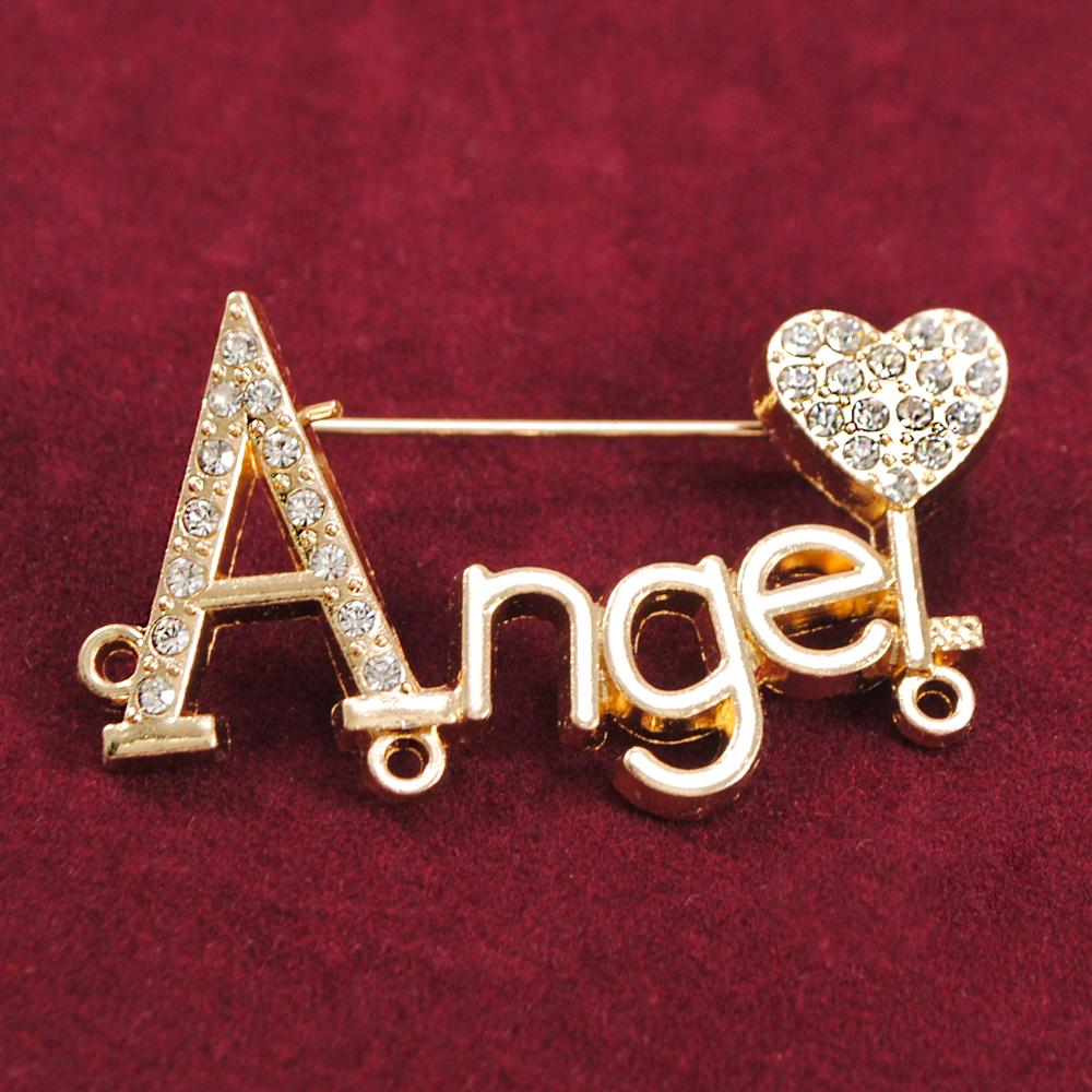 Брошь Angel, 4,5*2,8см, зол., камни АА, шт. Броши
