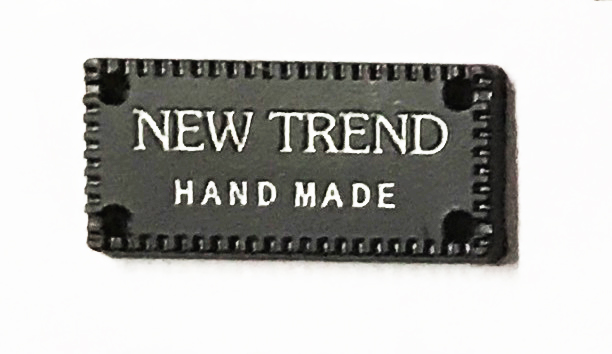Лейба металл New Trend Hand Made Нашивка металлическая , 2.1*1.1см, черный, белый, шт . Лейба Металл