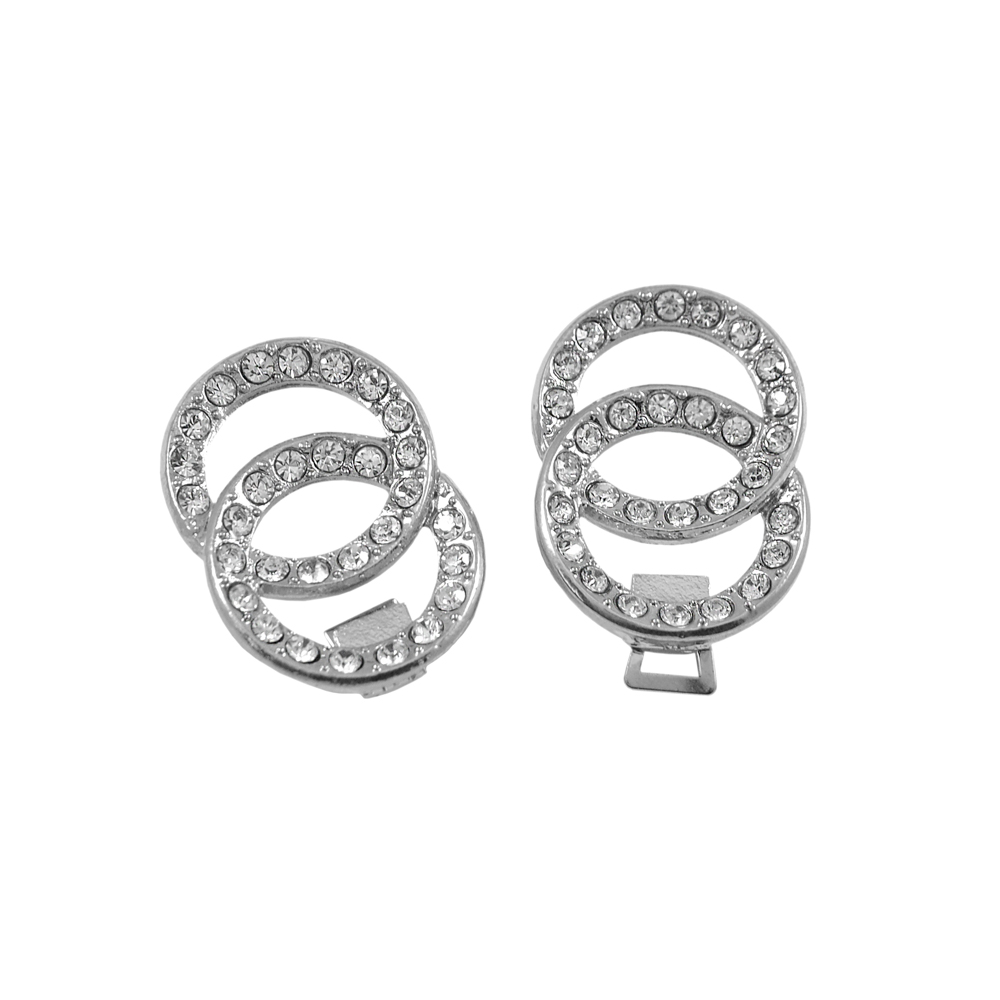 Крючок шубный DW-16338 70*35мм NIKEL, бел. камни шт. Клипсы шубные, крючки