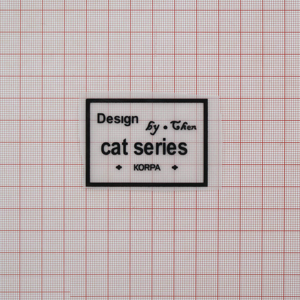 Термоаппликация резиновая прозрачная Cat series 55*40мм прямоугольная, черный рисунок, шт. Термоаппликации Резиновые Клеенка