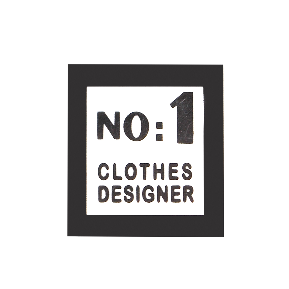 Термоаппликация резиновая №1 Clothes designer белая, черный лого 30*33мм, шт. Термопереводки Резиновые, Термопленка