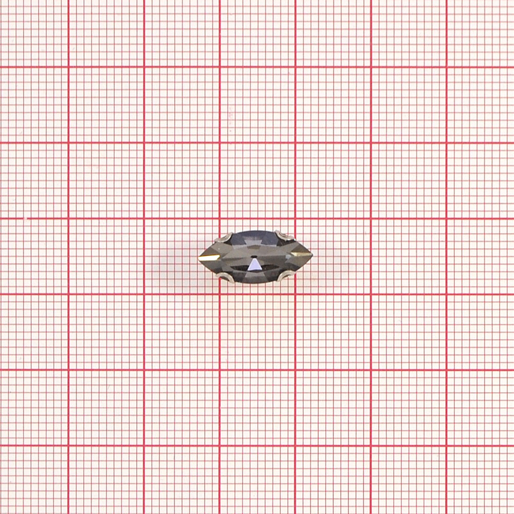 Стразы пришивные в металле, лодка, 7*15мм, black diamond, шт. Стразы пришивные в металле