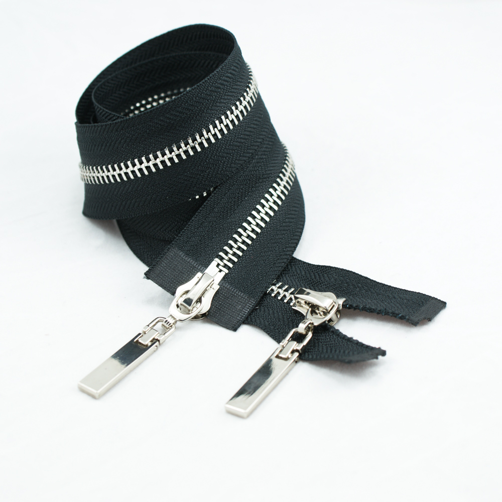 Змейка металлическая  №5 90см O/Е NIKEL, черная ткань, двусторонняя, шт. Змейка Металл