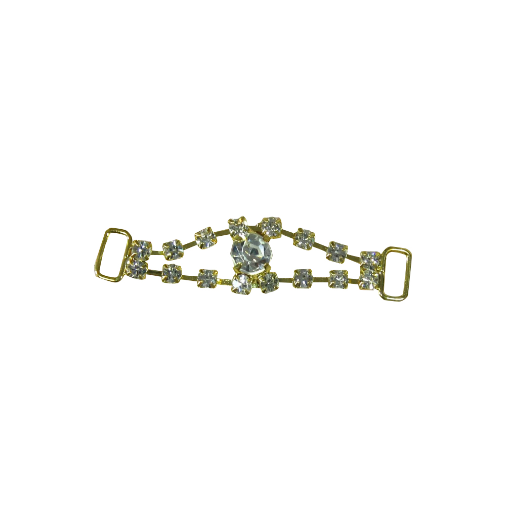 Укр.стекл.  А-318А (9398) GOLD/браслет/ 8пар, внутри 1крупн.кам.. Перетяжка металл со стразами