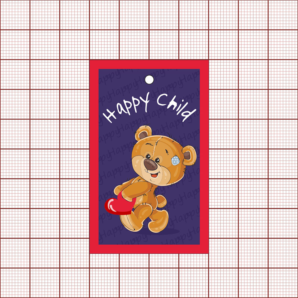 Комплект Этикетка бумажная Happy Child (мишка) 40*65мм, мат/лам /обычный картон 250гр/, шт. Этикетка бумага