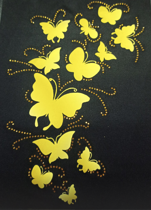 Аппликация композит, Бабочки, 17,3*25,8см, DTF пленка с золотым напылением 62826, SS6 62902, шт. Аппликация композит