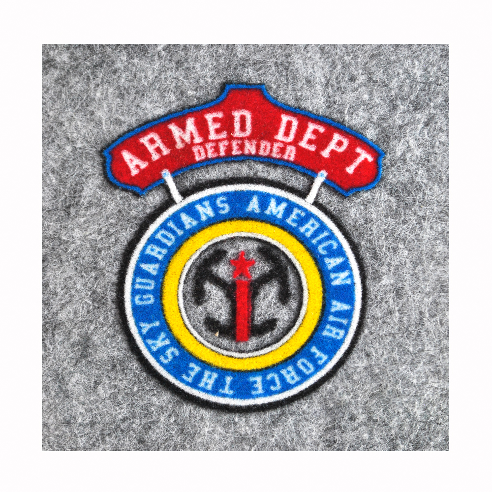 Термоаппликация флок VIEWWAY, 70*65мм, черный, желтый текст, красный круг, синий штурвал, шт. Термопереводки Флок