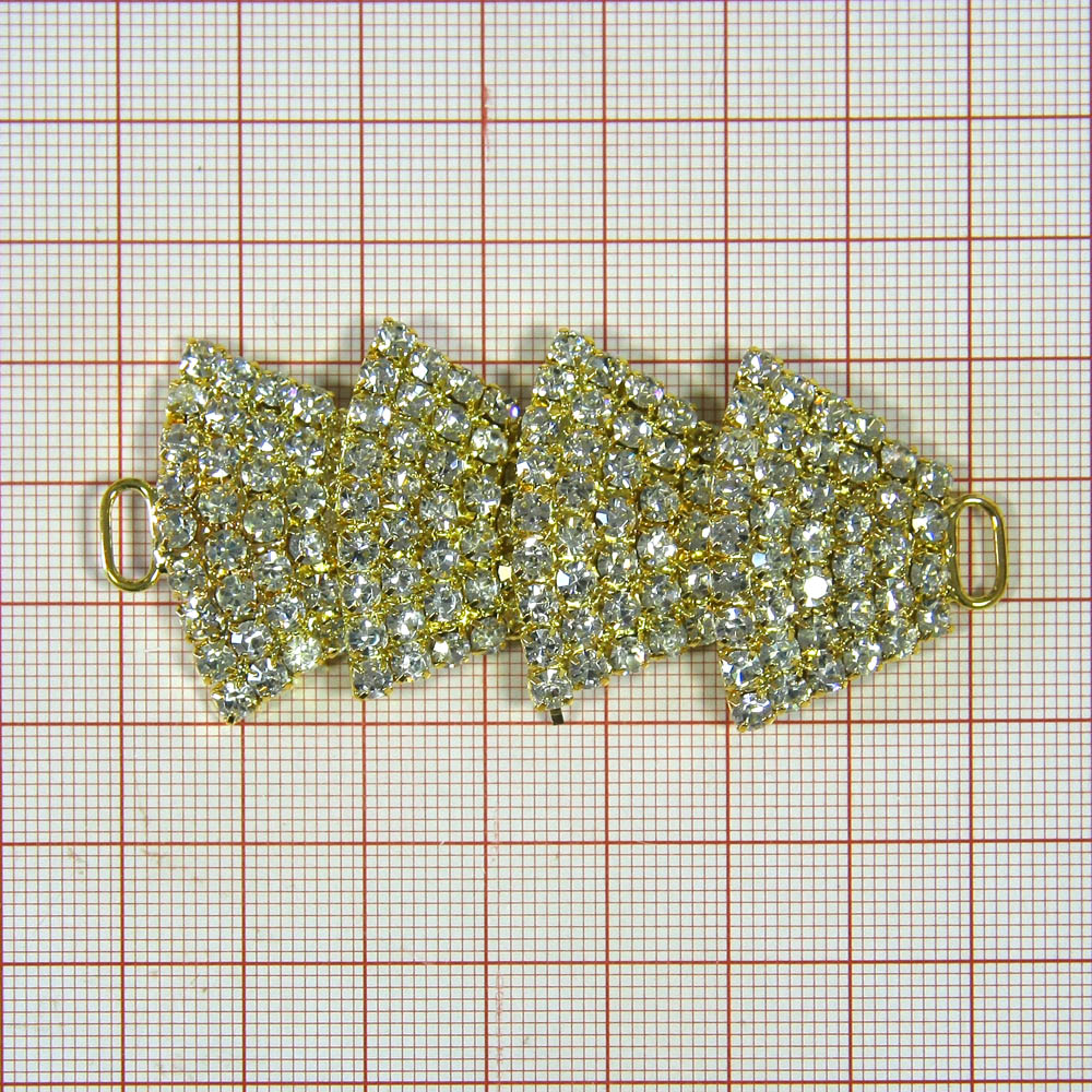 Укр.стекл.  91027 /перетяжка/ GOLD. Перетяжка металл со стразами