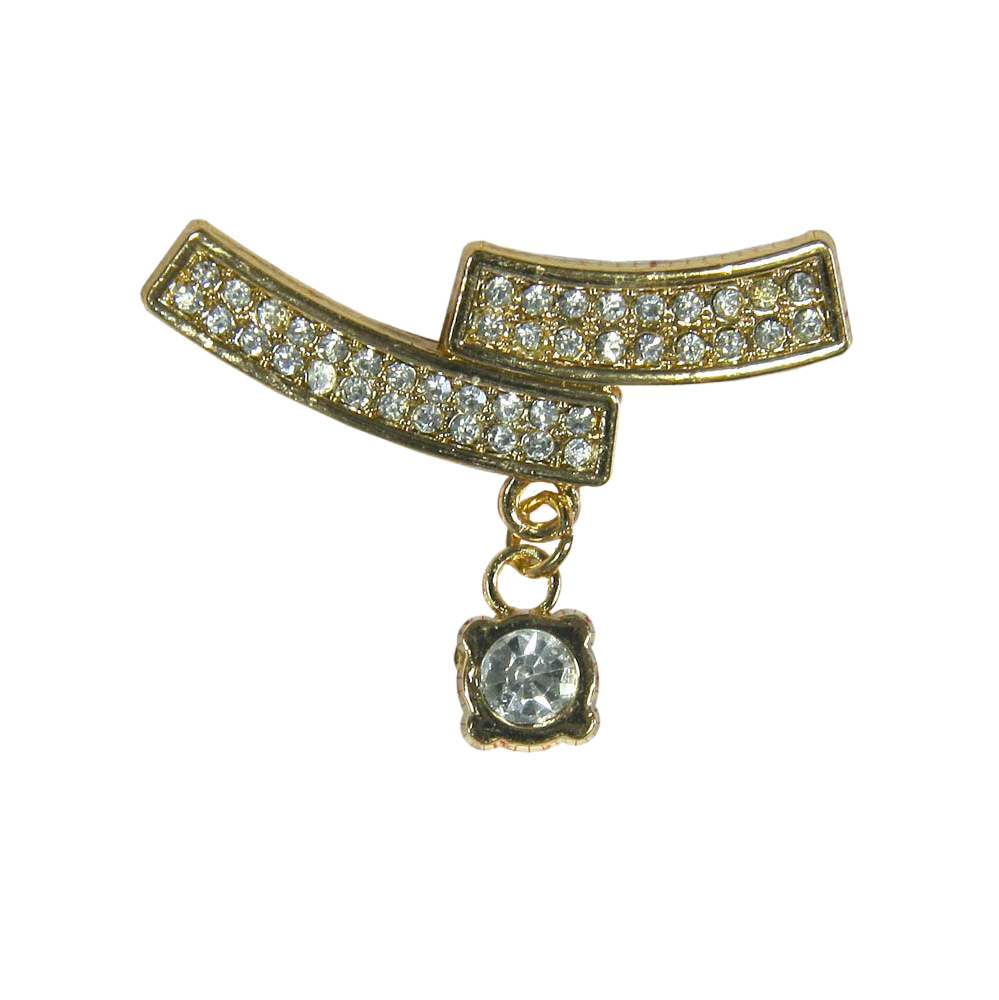 Краб металл Сдвиг с подвеской Левый 45*33 GOLD, белые камни. Крабы Металл Геометрия Декор