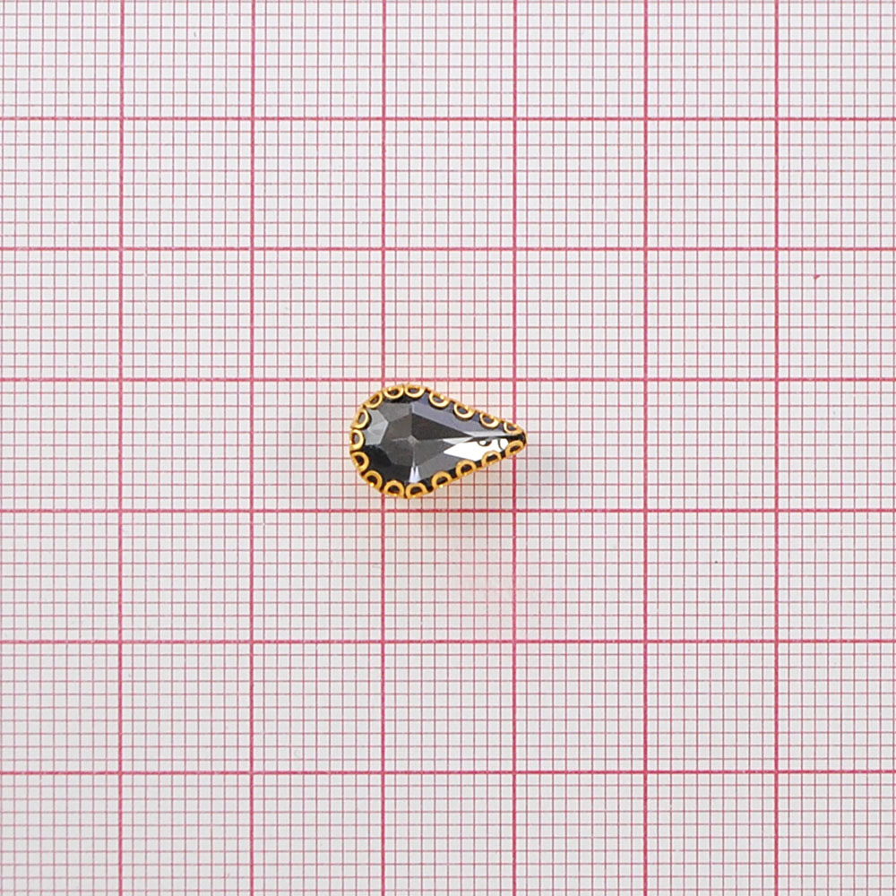 Стразы пришивные в металле, капля, оправа, 8*13мм, black diamond, шт. Стразы пришивные в металле