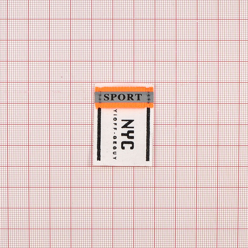 Лейба светоотражающая NYC SPORT, 3*4см, черный, серый, оранжевый, шт. Лейба Кожзам