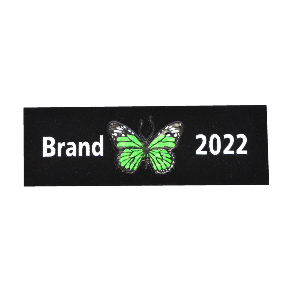 Лейба ткань Бабочка Brand 2022, 2*6см, черный, серый, зеленый, шт. Лейба Ткань