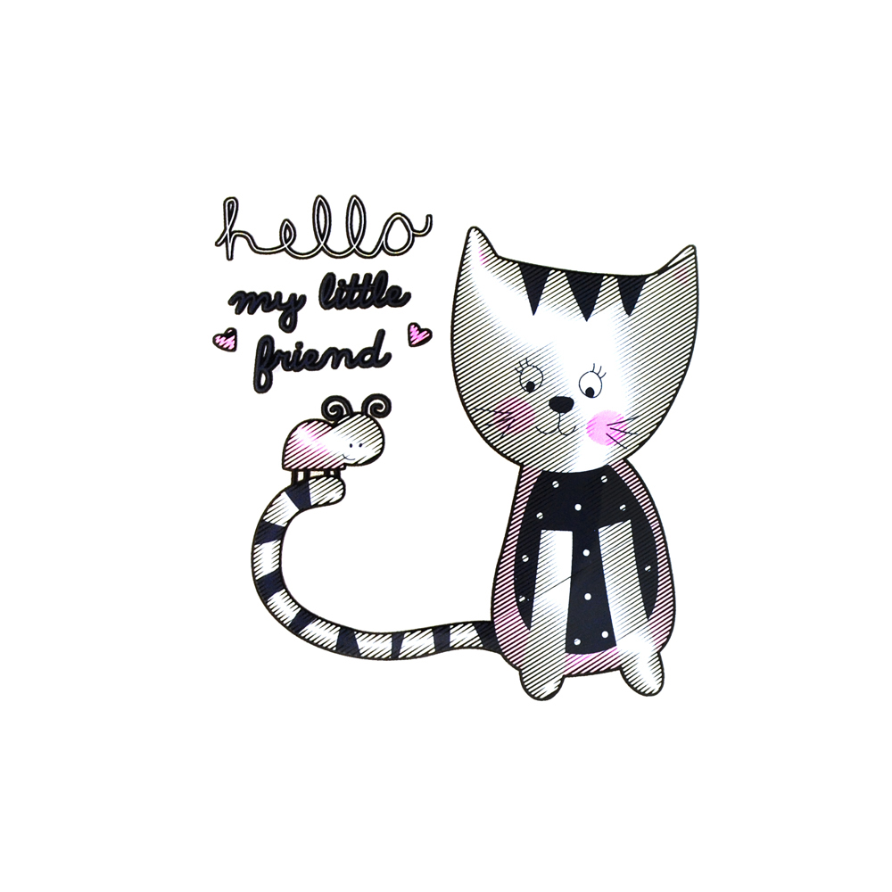 Термоаппликация Кот и мышь 8*7,6см, белая, синяя, розовая, шт. Термопереводки Детские