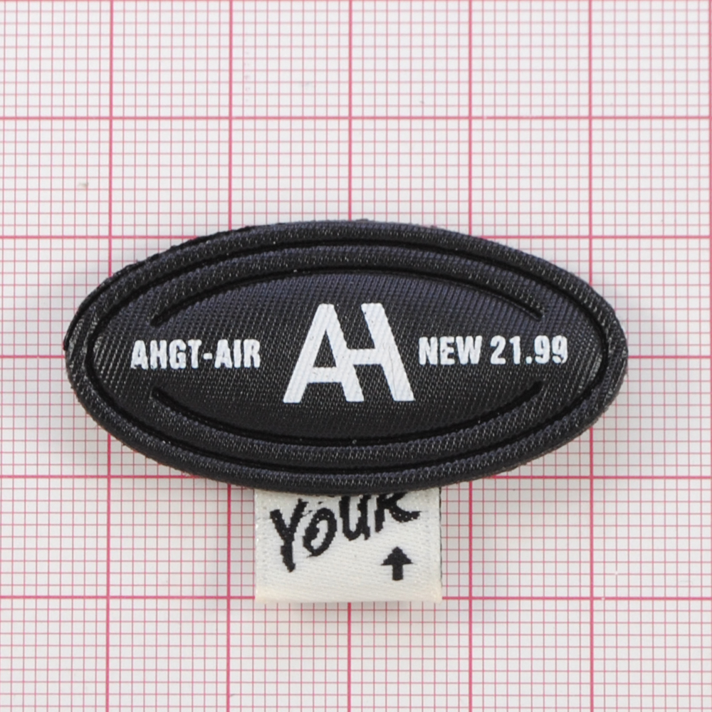 Лейба к/з овал AHGT-AIR 2,4*4.7см, черн., бел., беж. фл., шт. Лейба Кожзам