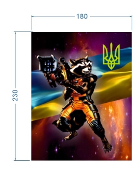 Аппликация композит, Боевой енот, 17,3*21,5, дайвинг, сублимация, лазер, плёнка 57092, шт. Аппликация композит