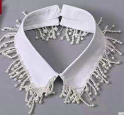 Воротник декор, бахрома из бусин, белый, шт. Воротники