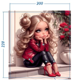 Аппликация композит, Задумчивая девочка, 20*22см, корол. атлас, сублимация, лазер, SS20 32596, шт. Аппликация композит