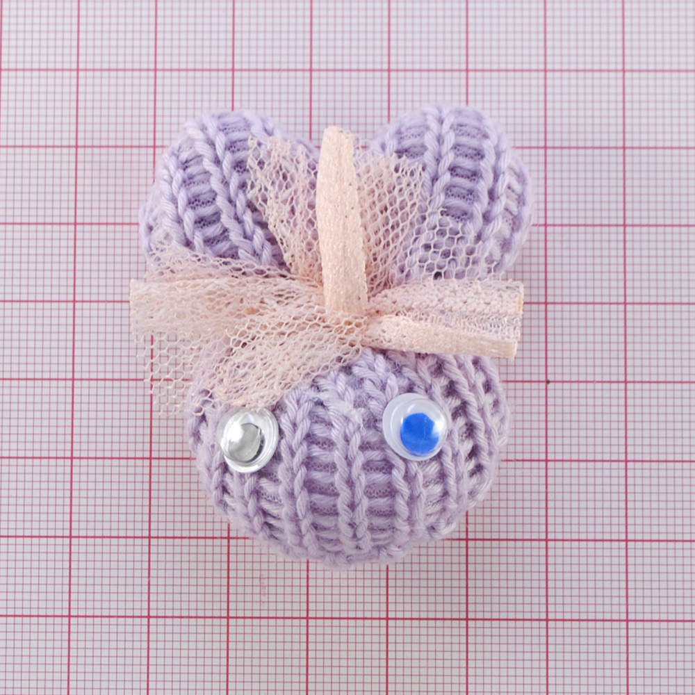 Аппликация тк. приш. дет. зайчик вязаный 4*6см, лиловый, роз., шт. Аппликации Пришивные Кружевные Вязаные