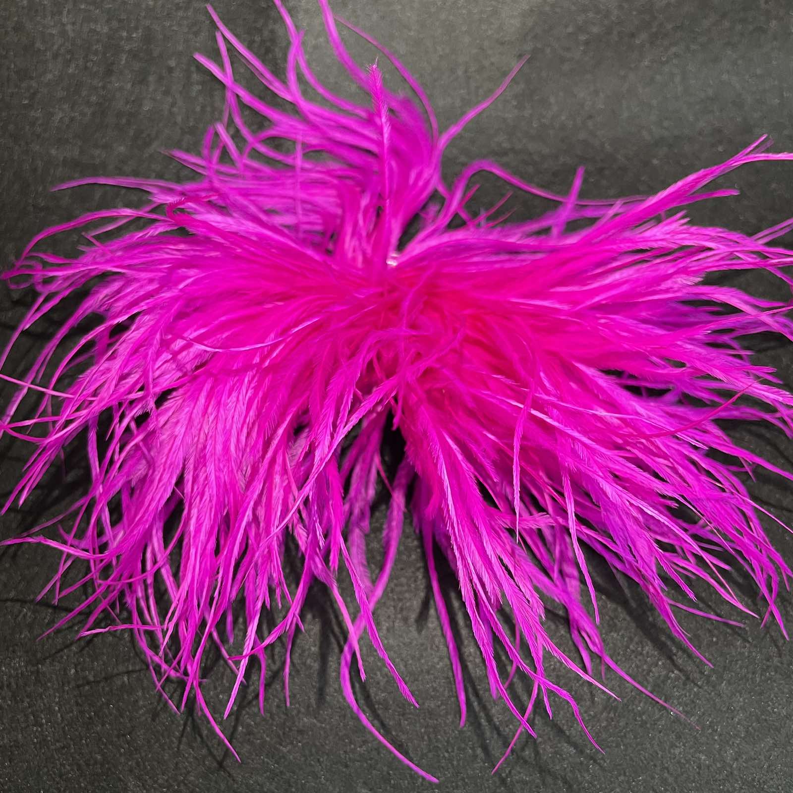 Брошь из перьев, 13-16см, малиновый., шт.. Перья