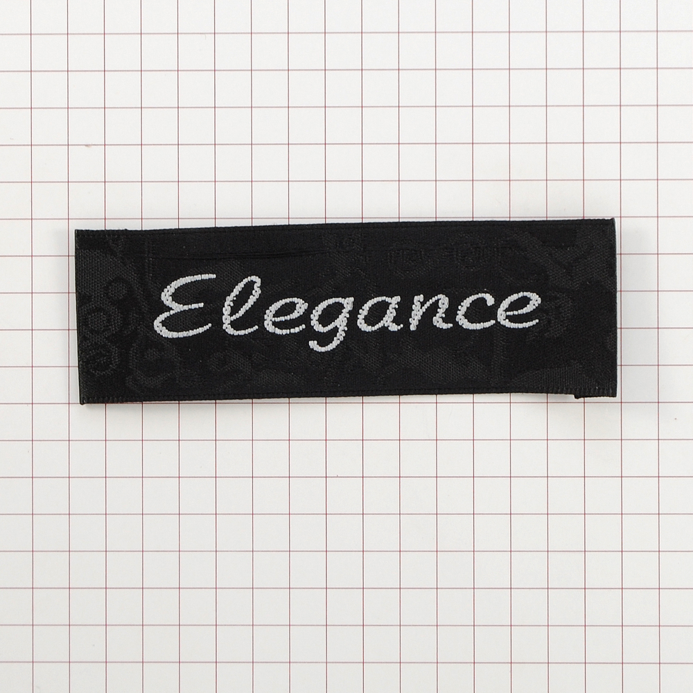 Этикетка тканевая вышитая шт. Elegance черная 2,5*7,5см, шт. Вышивка / этикетка тканевая