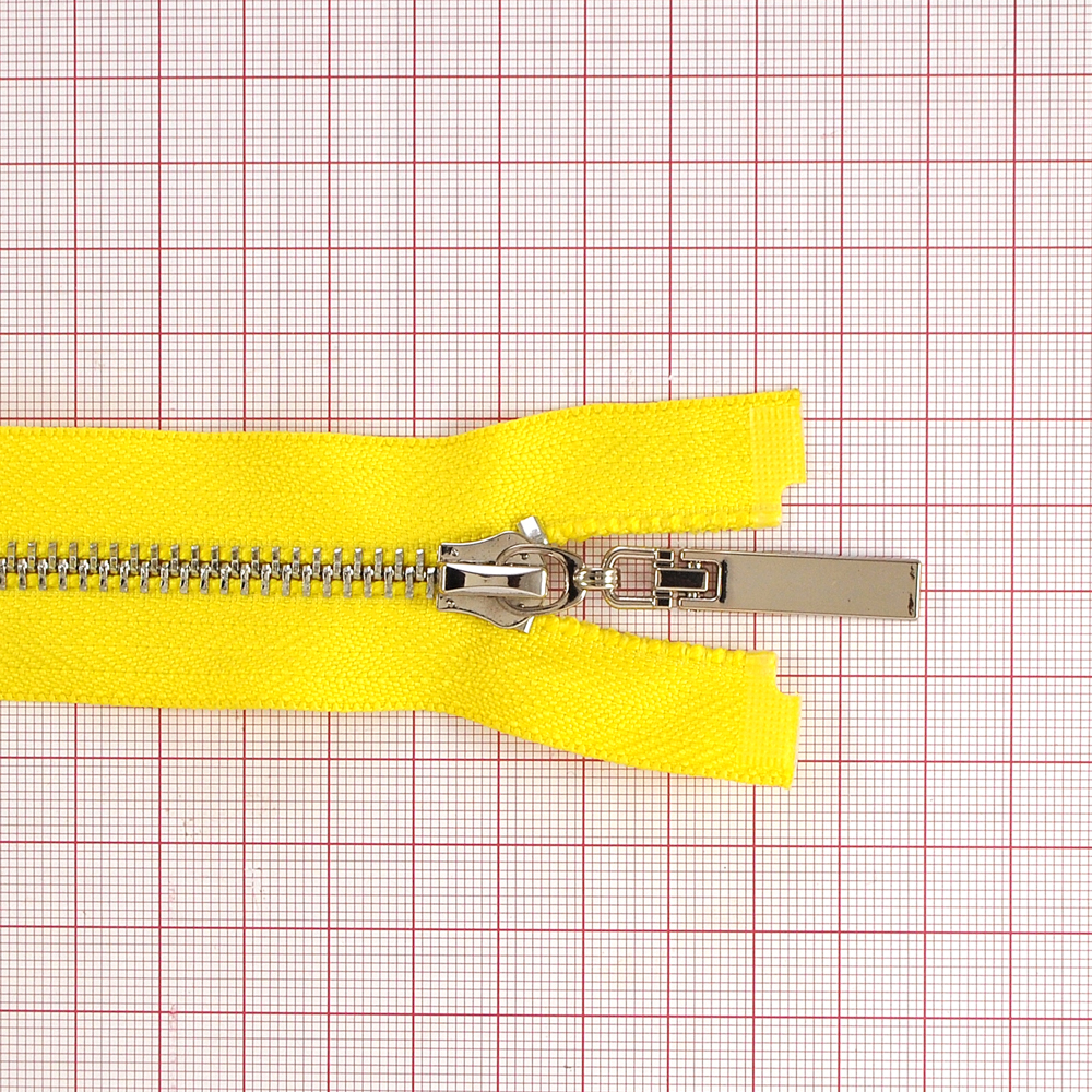 Змейка металлическая №5 85см, О/Е, Nickel и желтая ткань, шт. Змейка Металл