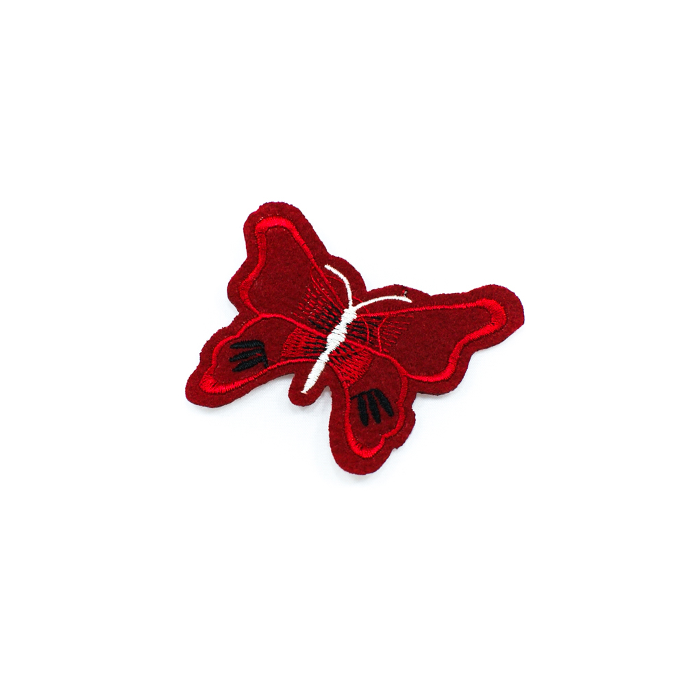 Нашивка тканевая Красная бабочка 7*5,5см красный, белый, черный, шт. Нашивка Вышивка