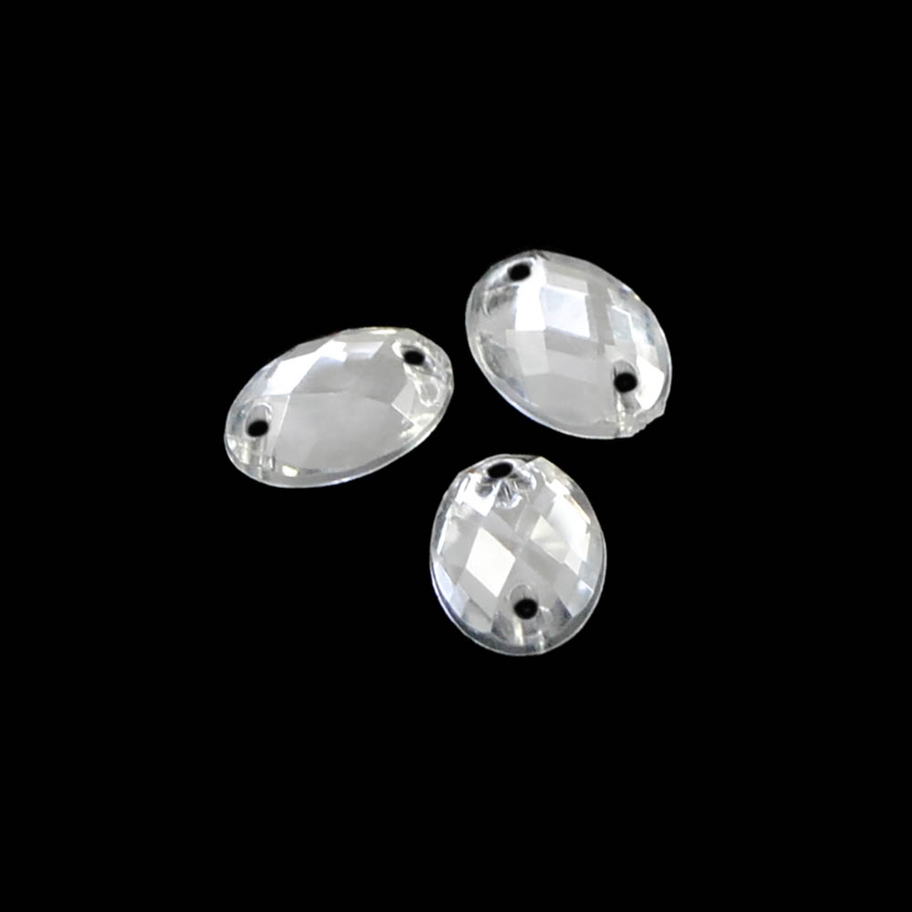 Стразы Д пришивн. овал 8*10мм бел.кристал 38, 1тыс.шт. Стразы пришивные