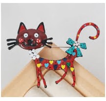 Брошь Кошка, 4,6*6,5см, красный, желтый, синий, шт. Броши