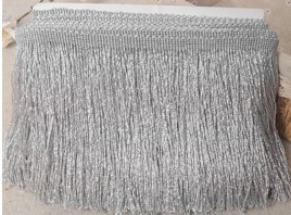 Бахрома с люрексом, 20см, белый, серебро, ярд. Бахрома