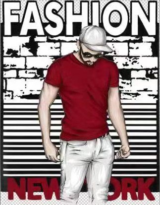 Термоаппликация Парень в кепке New York Fashion, 14*18см, белый, черный, красный, шт. Термопереводки Ассорти