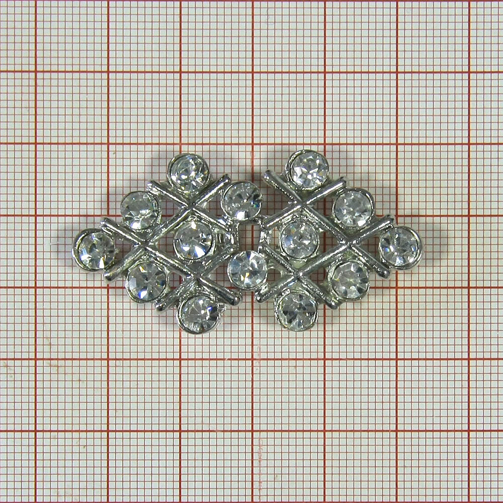 Крючок шубный 5420 NIKEL, белые камни, шт. Клипсы шубные, крючки