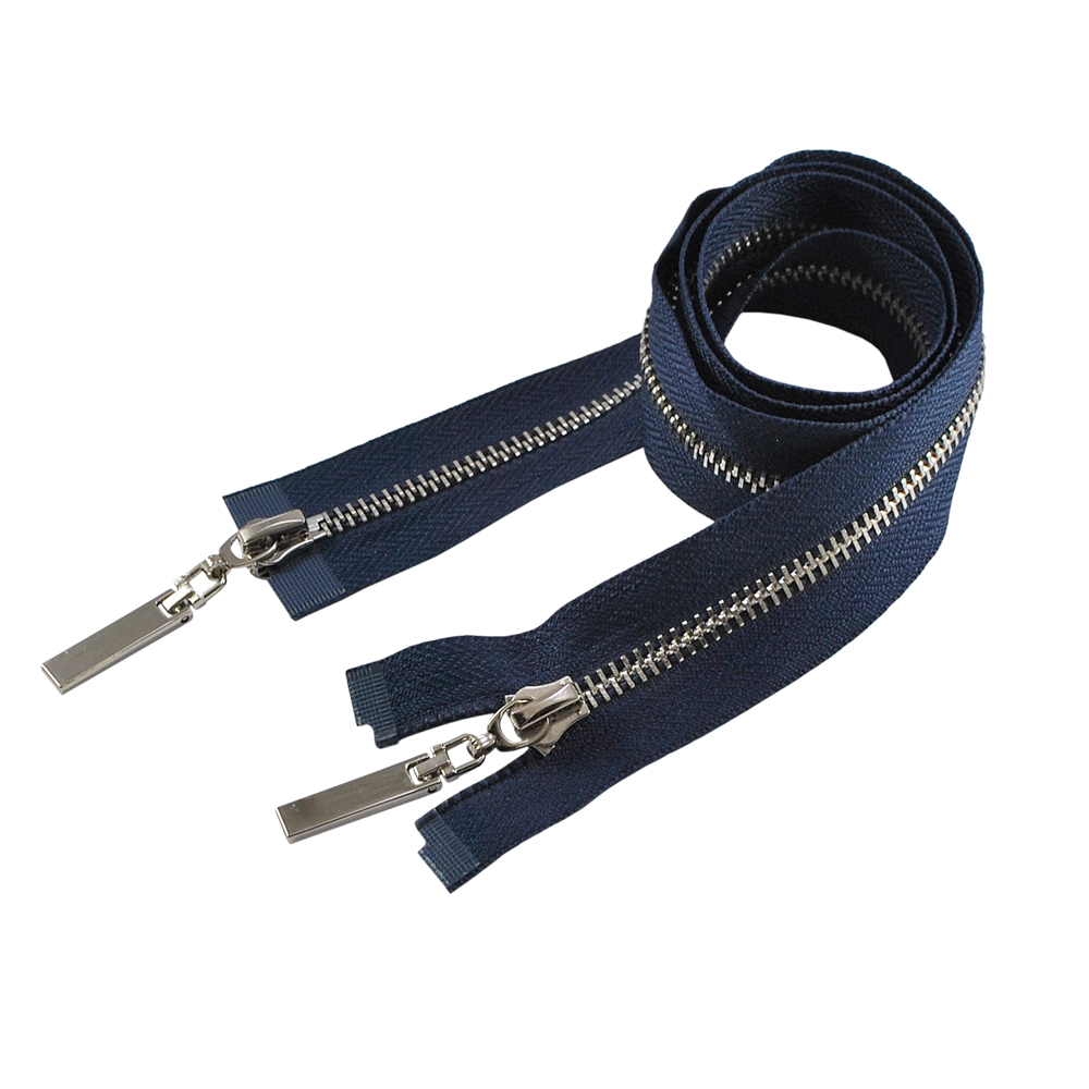 Змейка металлическая №5 80см О/Е NIKEL, синяя ткань, двусторонняя, шт. Змейка Металл