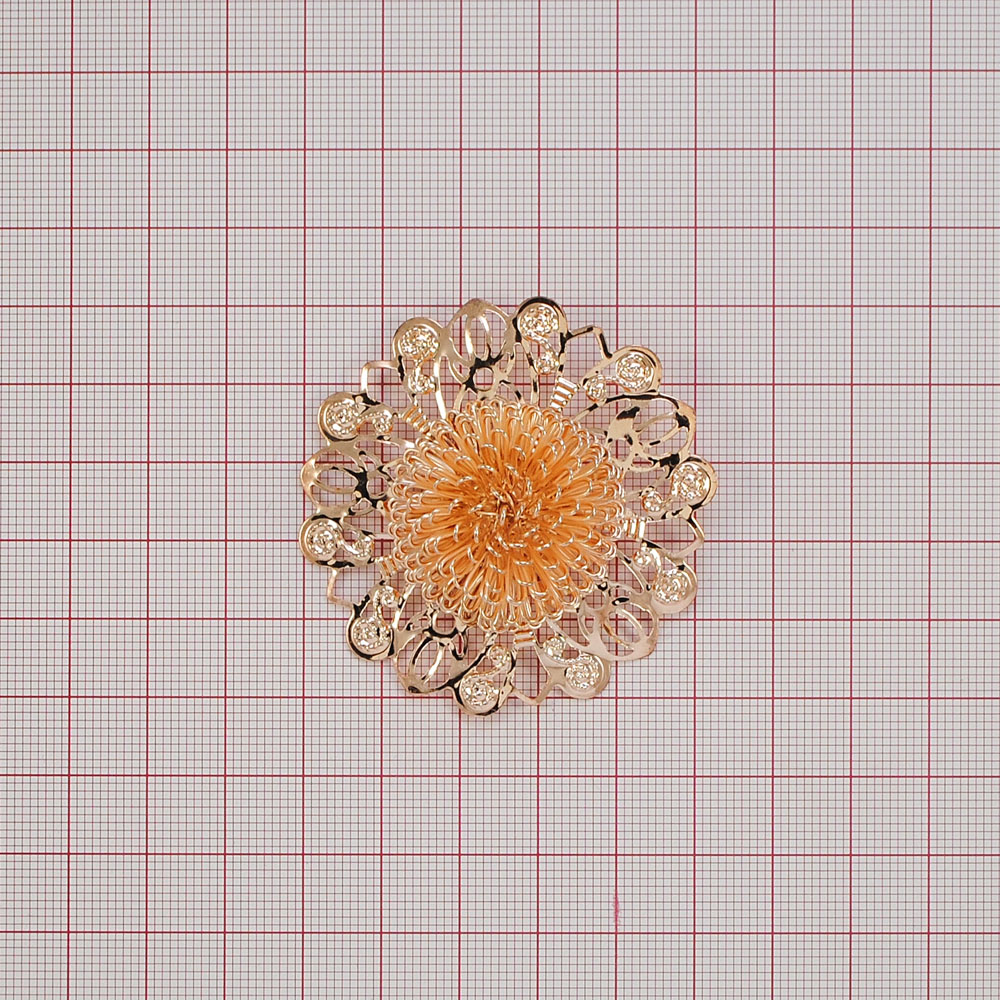 Краб металл Эхинацея перфорация 20589 54мм GOLD, шт. Крабы Металл Цветы, Жуки