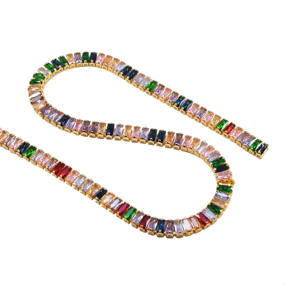 Тесьма стразы Радуга, один ряд, 3*6мм, ярд. Тесьма из страз