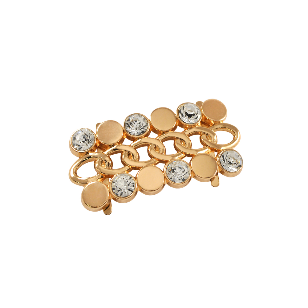 Краб металл KKS46462 Плетение 55*28мм GOLD, белые камни, шт. Крабы Металл Геометрия Декор