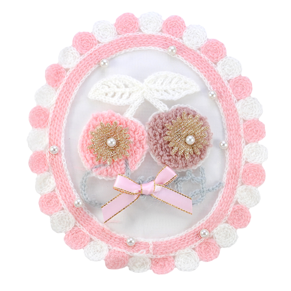 Аппликация круж. приш. Вишенки, 15*17см, белый, св.-роз., золот., жемчуг, шт. Аппликации Пришивные Кружевные Вязаные