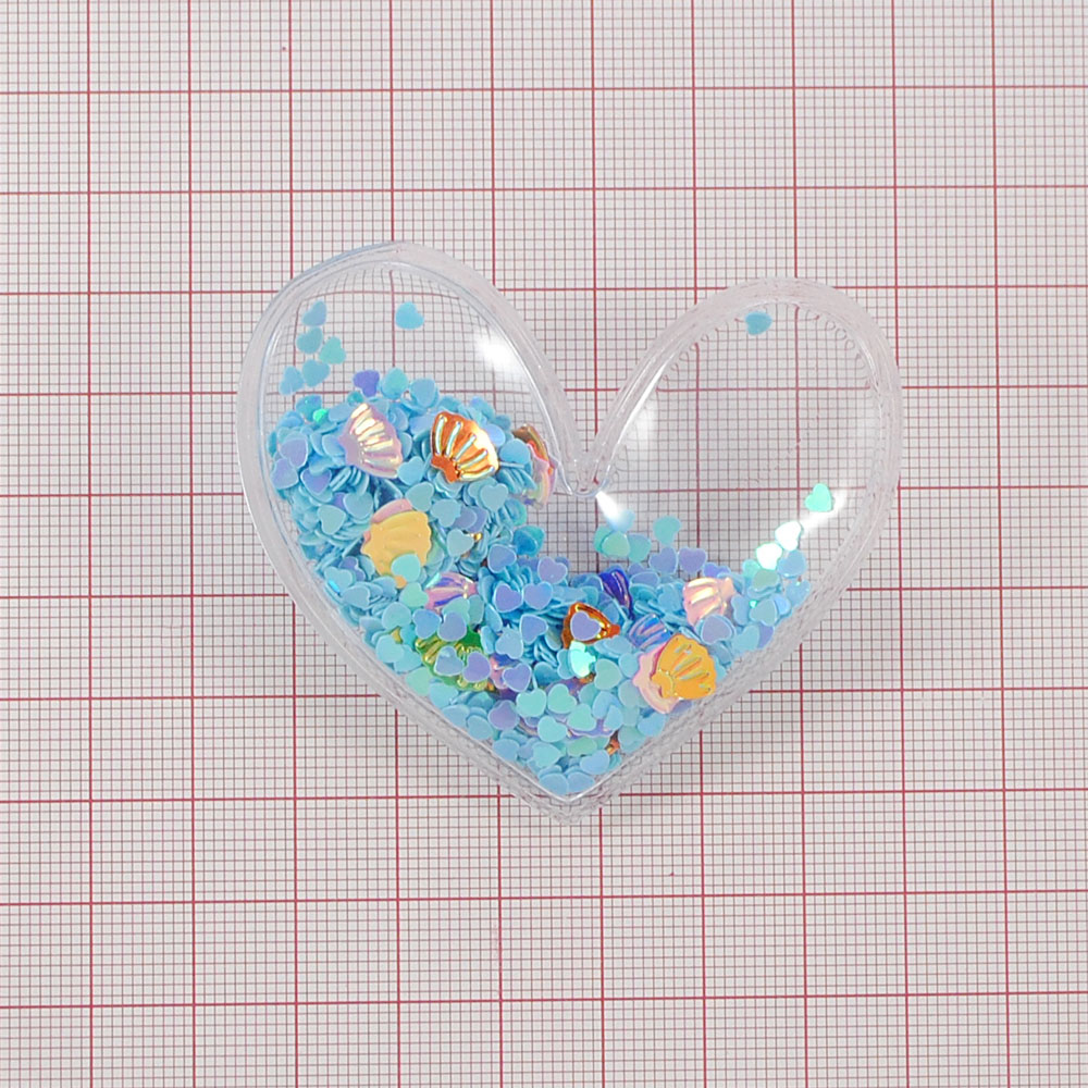 Аппликация пришивная силиконовая Аквариум Сердце с сердечками, 6*6,5см, розовый, оранжевый, голубой, желтый, шт. Аппликации Пришивные Резина, Силикон