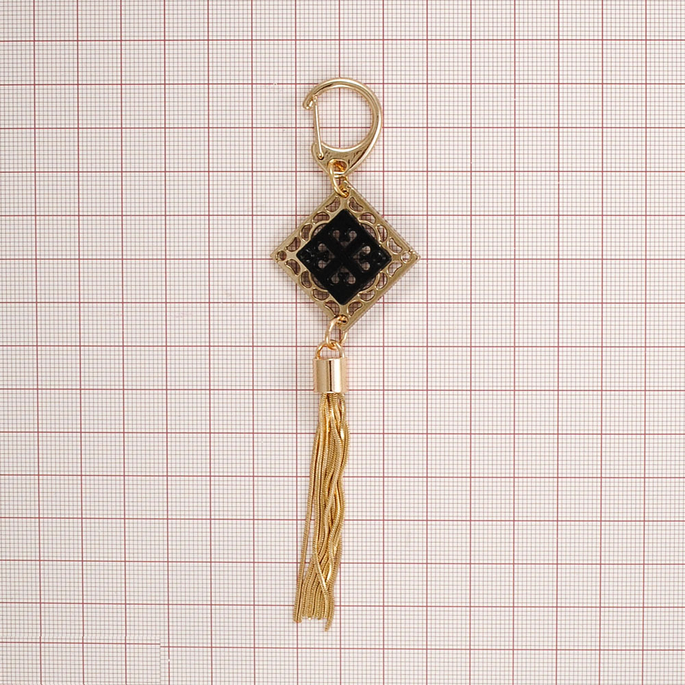 Подвеска металлическая 2 Квадрата 3,8*13см, золото и черный, шт. Подвески