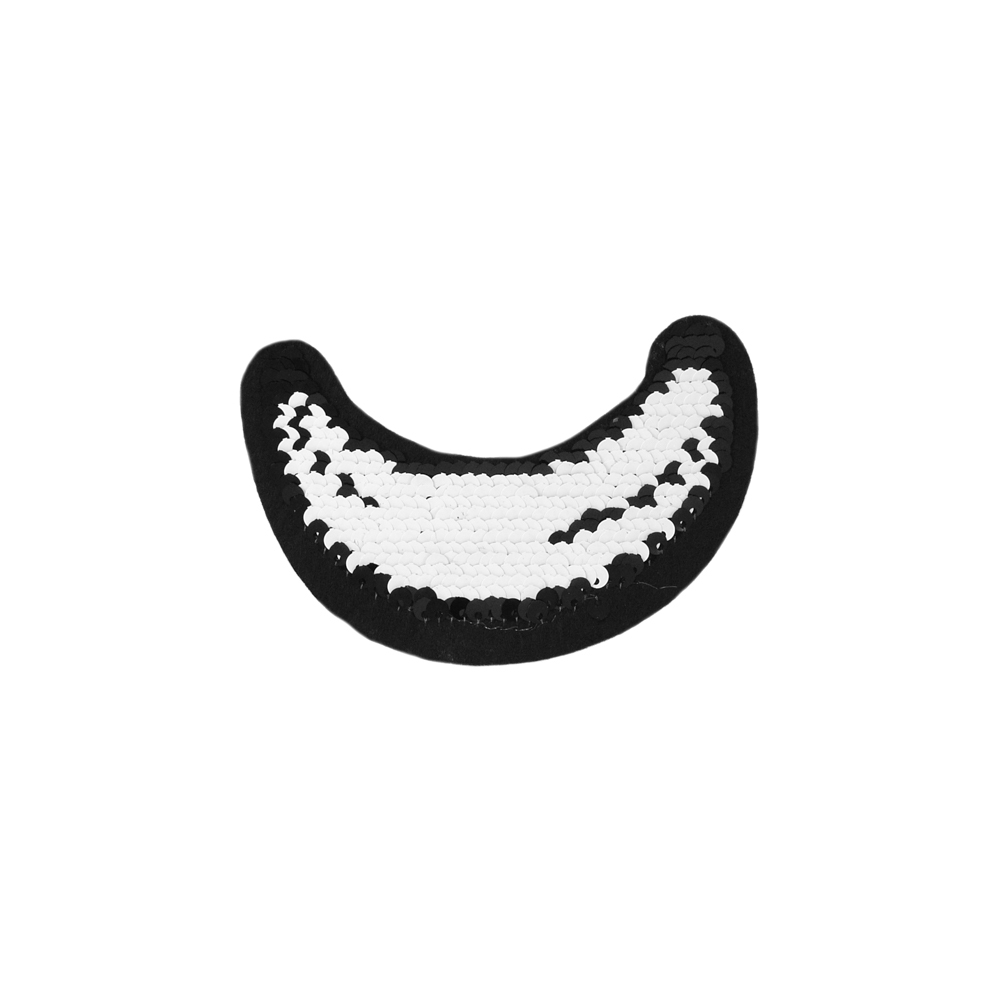 Аппликация клеевая пайетки двусторонняя Банан 7,5*11см, черная, желтая, шт. Аппликации клеевые Пайетки