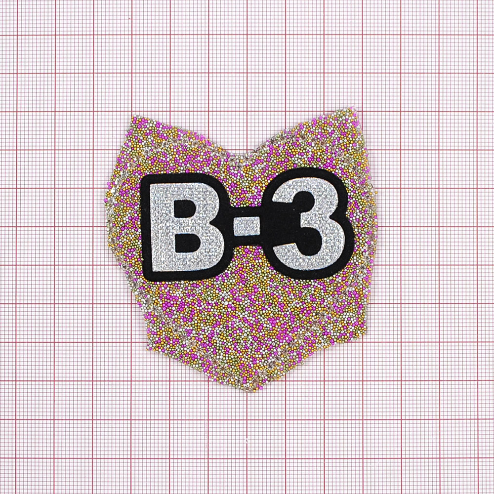 Аппликация клеевая глиттер стразы Сердце B-3 7*6,5см серебро глиттер, розовый, белые камни, шт. Аппликации клеевые Глиттер