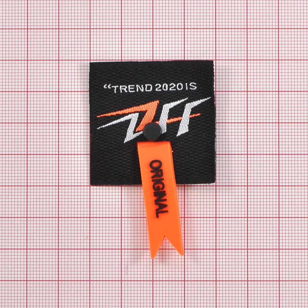 Лейба тканевая с резиновой подвеской TREND 2020, 4*4см, черный, белый, оранжевый, шт. Лейба Ткань
