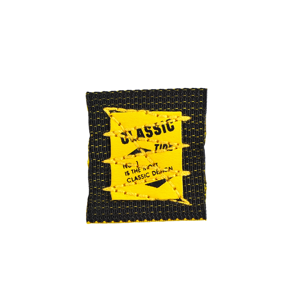 Лейба тканевая Classic со строчкой, 3,5*4см, черный, желтый, шт. Лейба Ткань