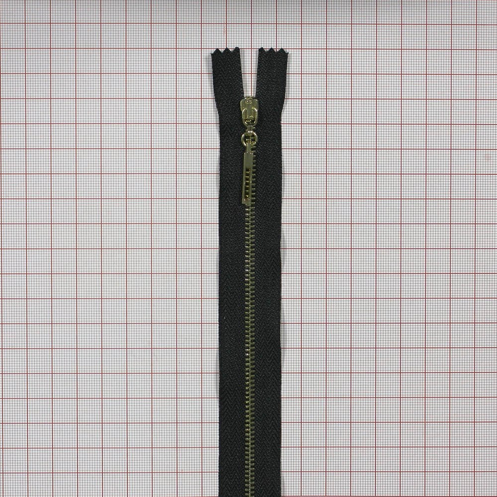 Змейка металлическая №2 50см O/Е GOLD+черная тк., односторон. / шт. Змейка Металл