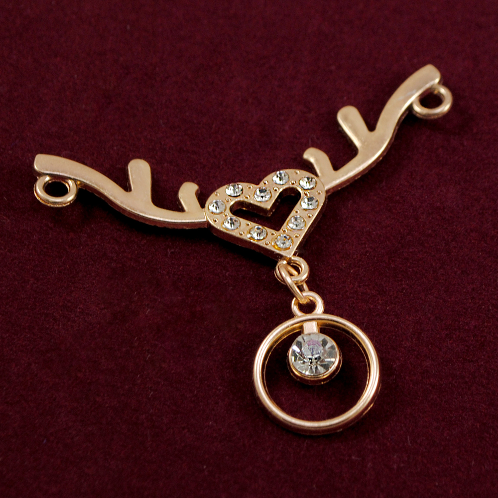 Перетяжка металл Сердце, 6,2*5см GOLD, камень diamond, подвеска, шт. Перетяжка металл со стразами