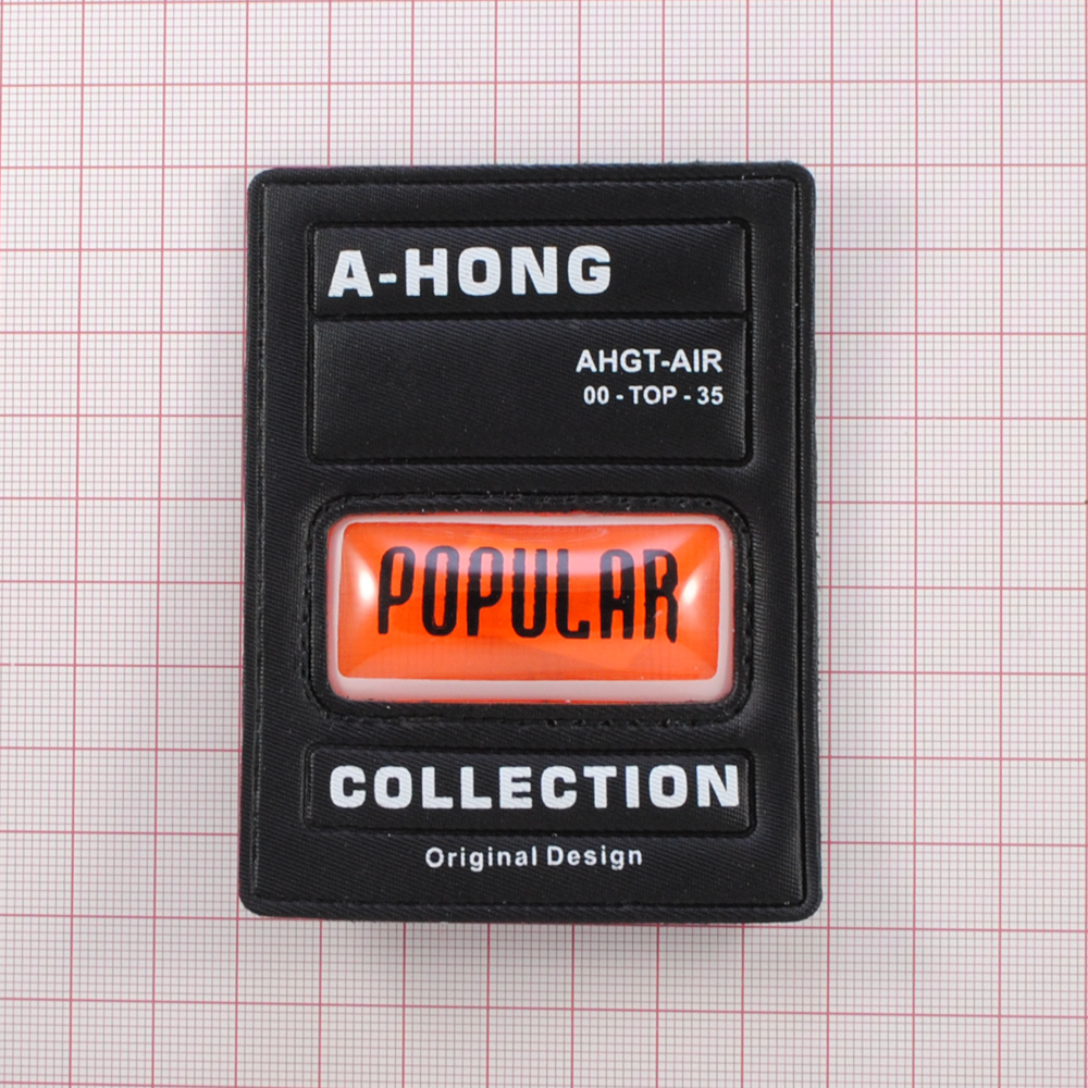 Лейба К/З черн., бел., A-HONG, вставка popular оранж, 6,8*9см., шт.. Лейба Кожзам