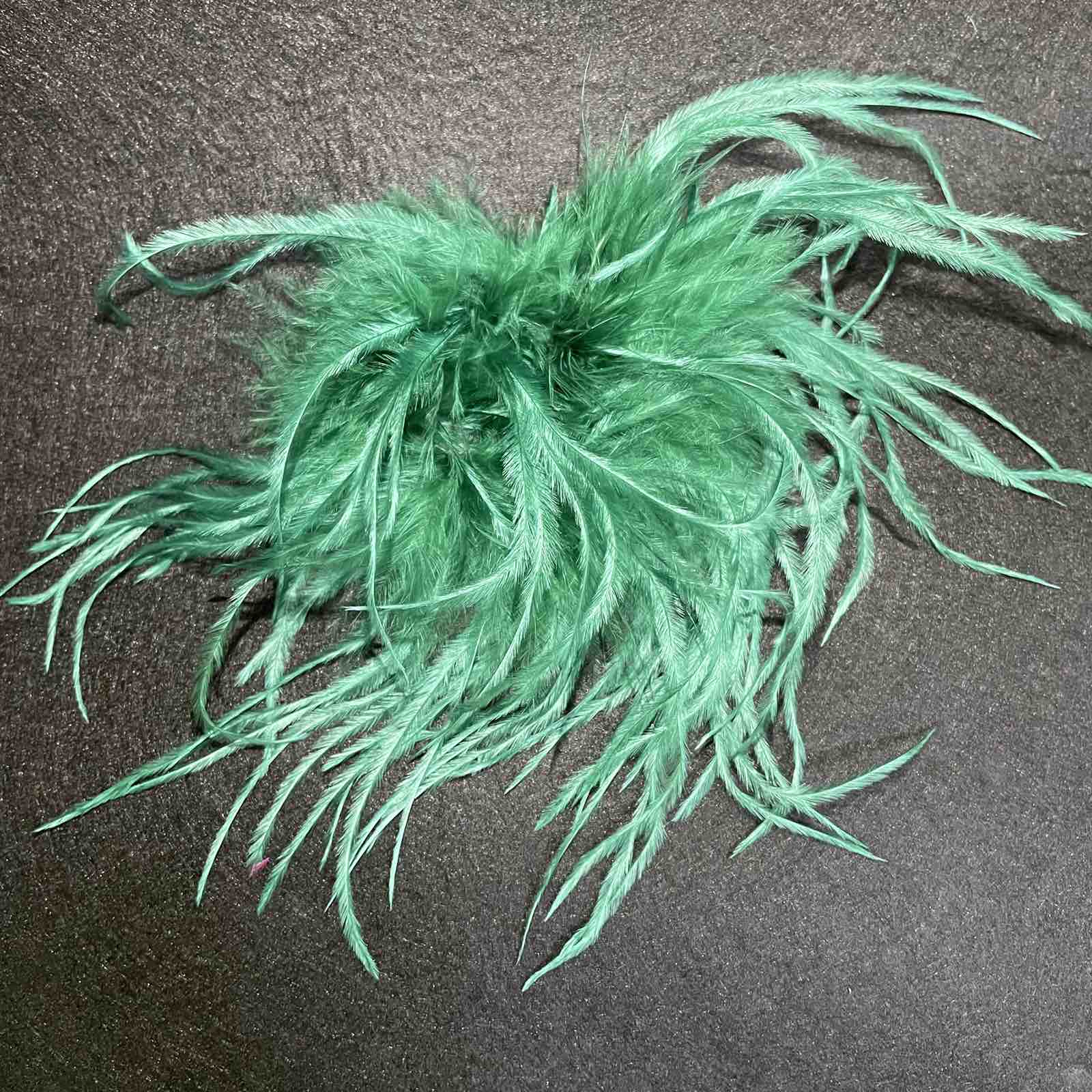 Брошь из перьев, 10-15см, изумрудный., шт.. Перья