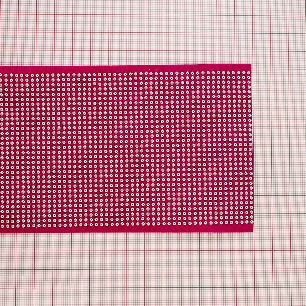 Тесьма клеевая вельвет розовая, Nikel стразы металл Купол, ярд. Тесьма